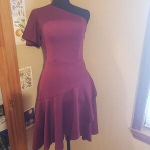 Elagant Grace Karin Wine Color One The Shoulder Dress With A Zip Soze Small